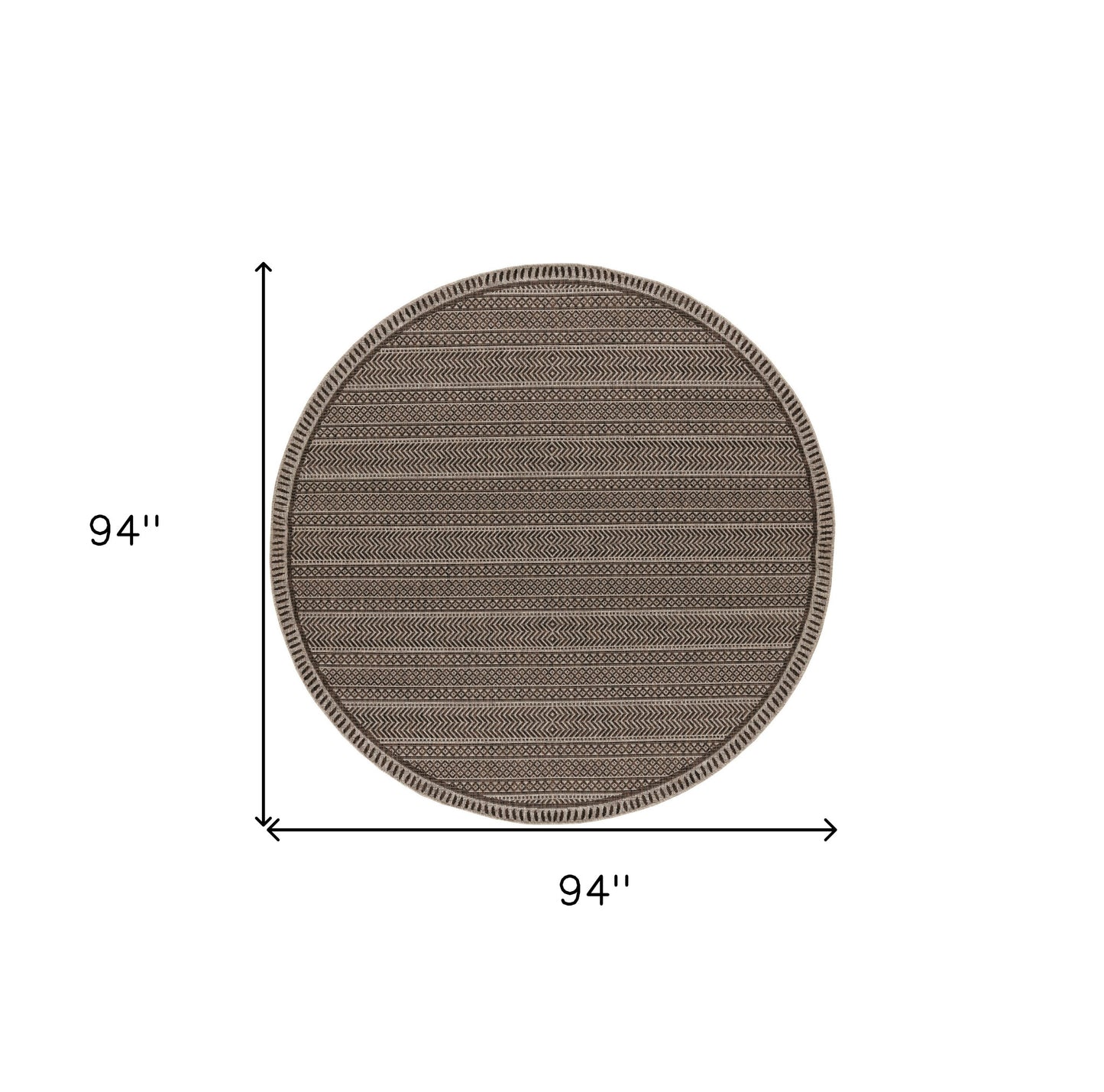 5'X7' Mocha Machine Woven Uv Treated Tribal Indoor Outdoor Area Rug