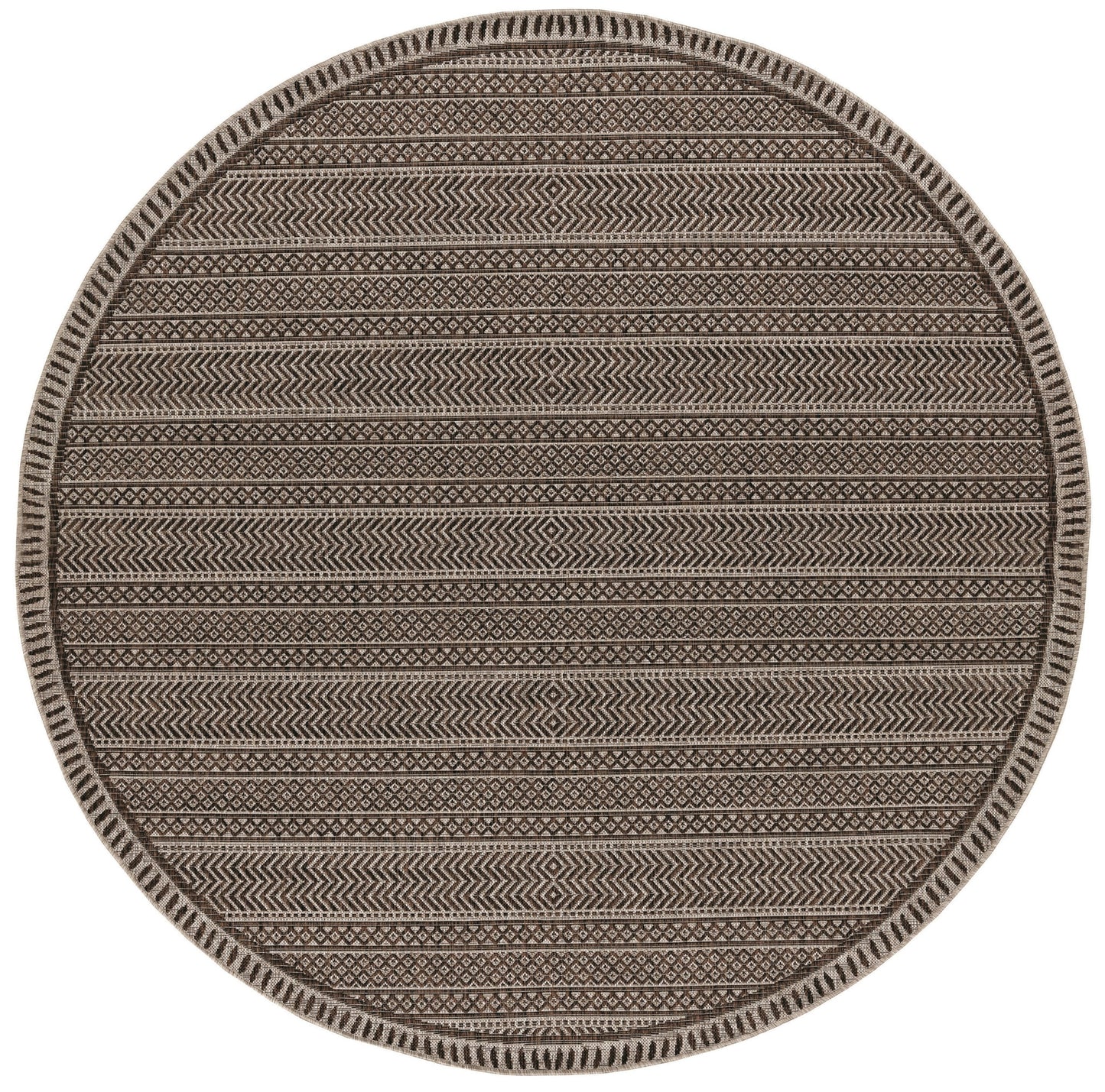 5'X7' Mocha Machine Woven Uv Treated Tribal Indoor Outdoor Area Rug