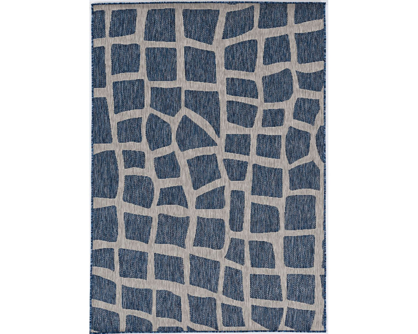 3'X4' Blue Grey Machine Woven Uv Treated Abstract Indoor Outdoor Accent Rug