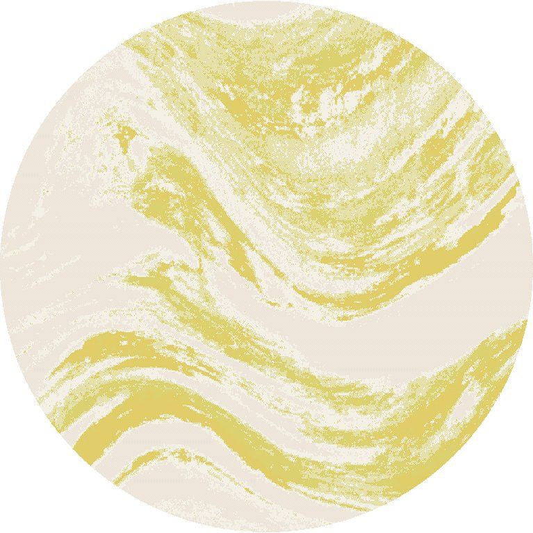 5'X7' Ivory Gold Machine Woven Uv Treated Abstract Waves Indoor Outdoor Area Rug