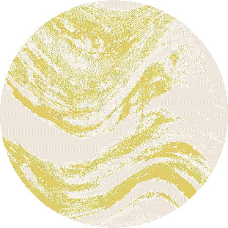 5'X7' Ivory Gold Machine Woven Uv Treated Abstract Waves Indoor Outdoor Area Rug