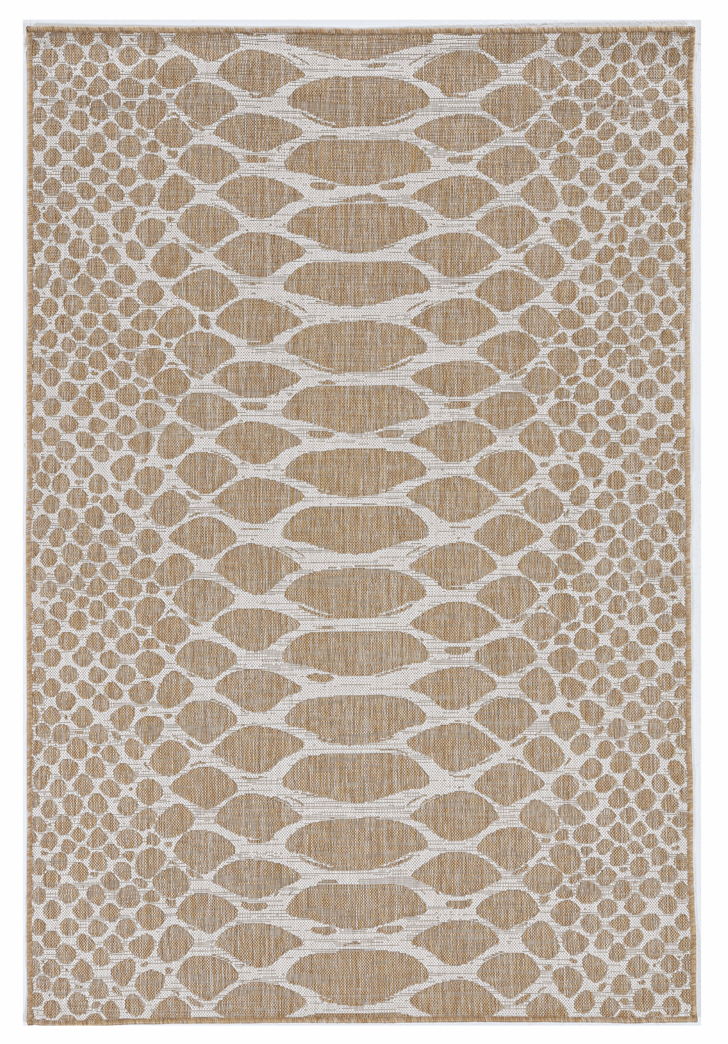 3'X4' Ivory Machine Woven Uv Treated Snake Print Indoor Outdoor Accent Rug