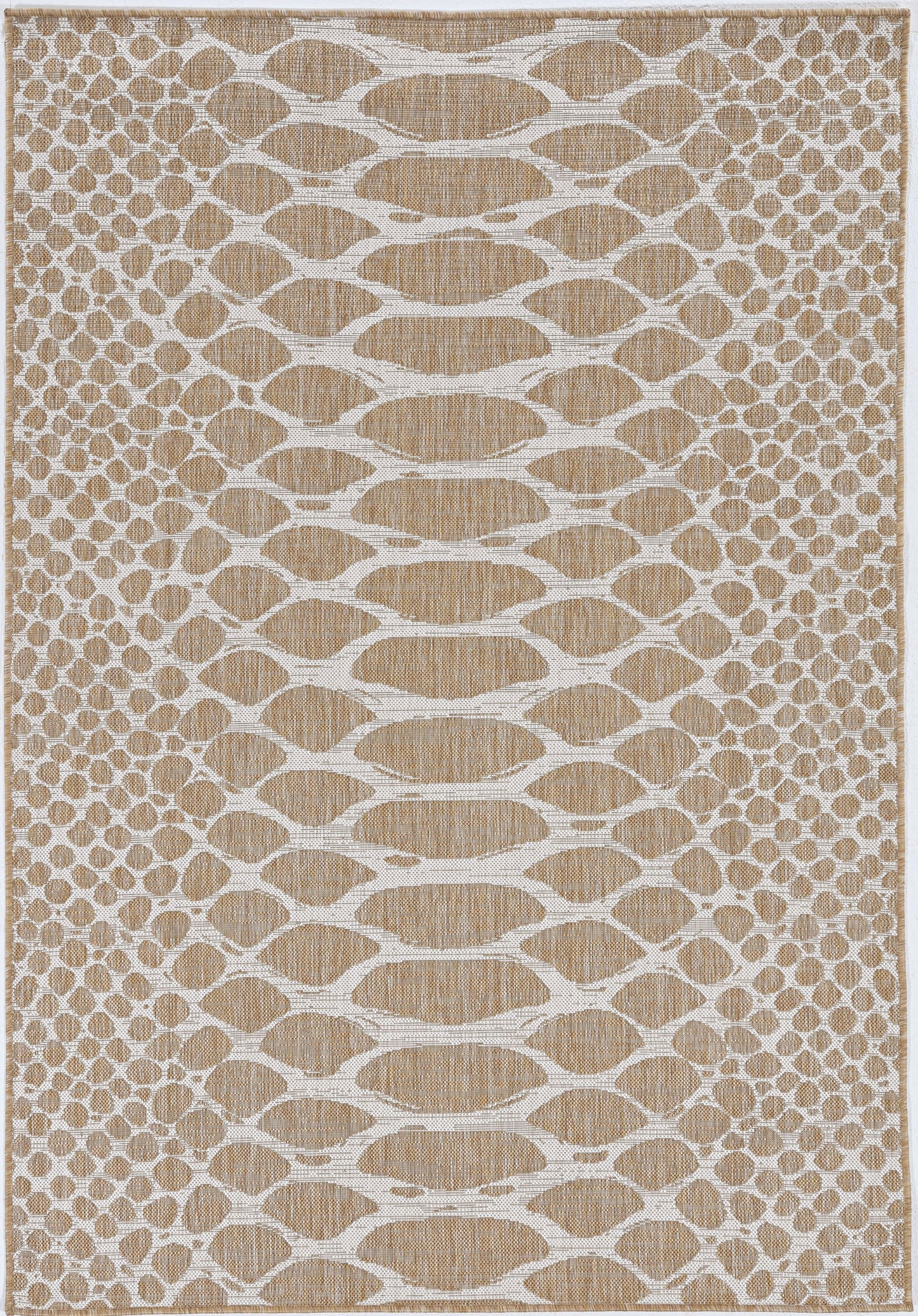 3'X4' Ivory Machine Woven Uv Treated Snake Print Indoor Outdoor Accent Rug