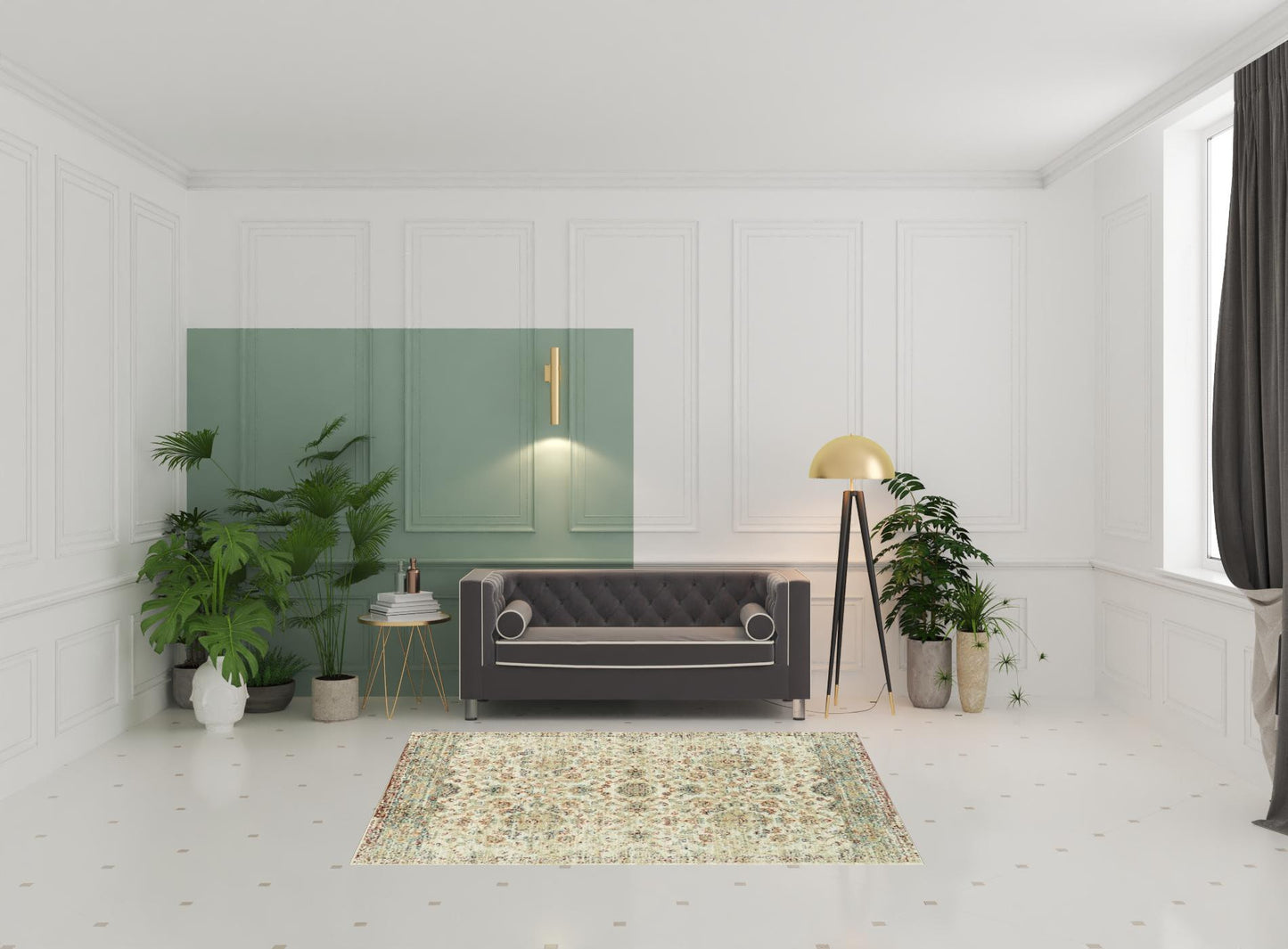 3' X 5' Ivory Floral Vines Area Rug