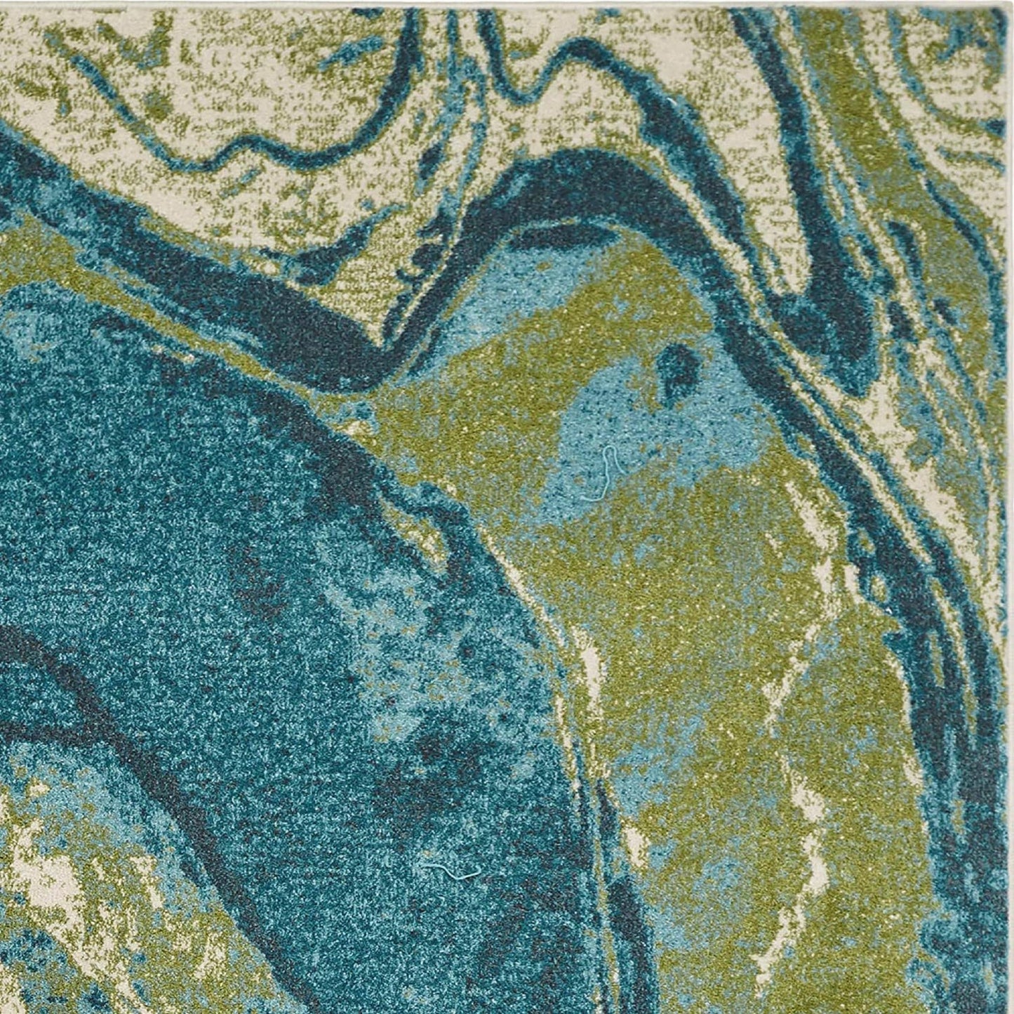 3' X 5' Teal Abstract Waves Area Rug