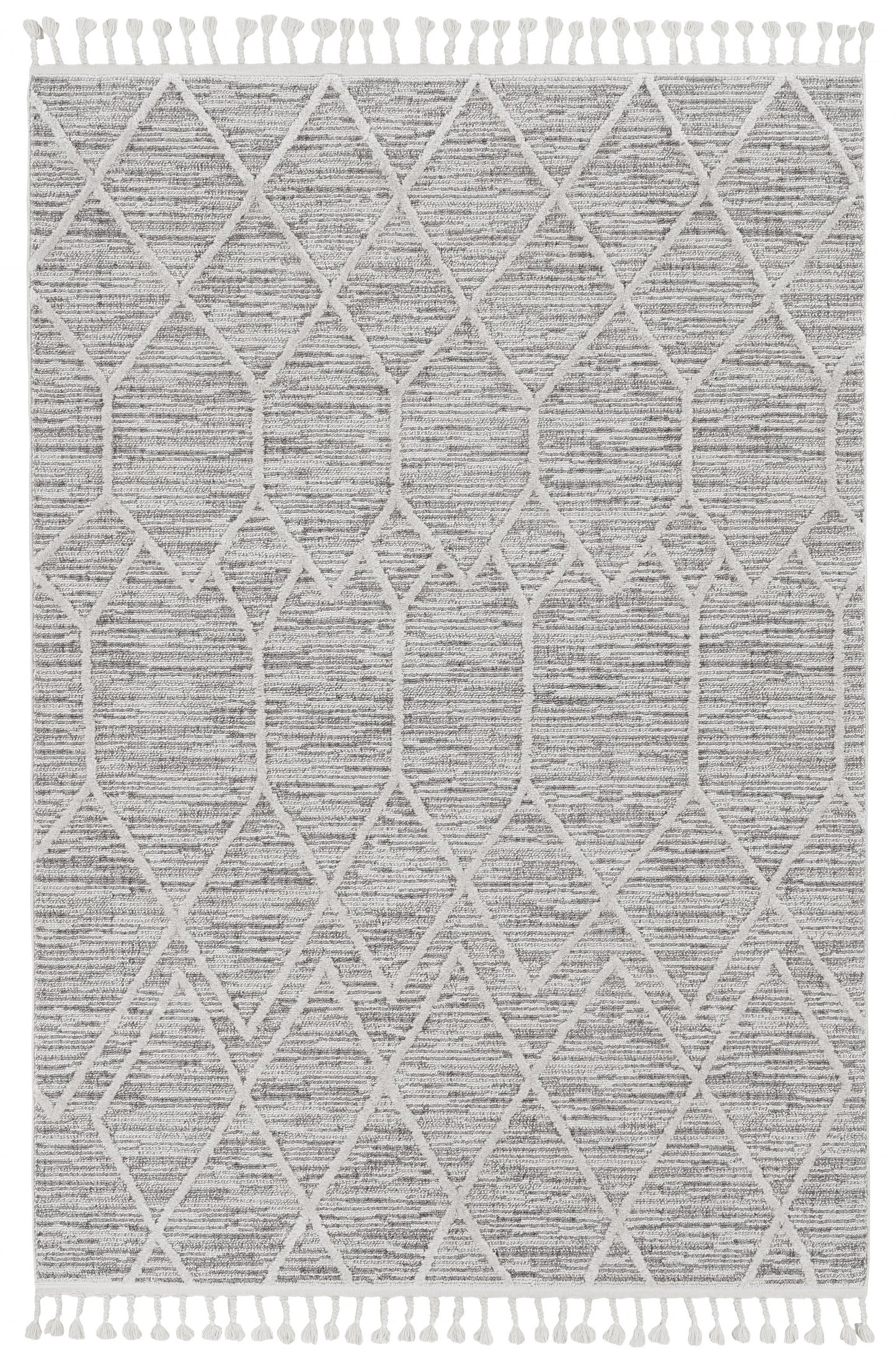 12'X15' Ivory Grey Machine Woven Geometric Indoor Area Rug