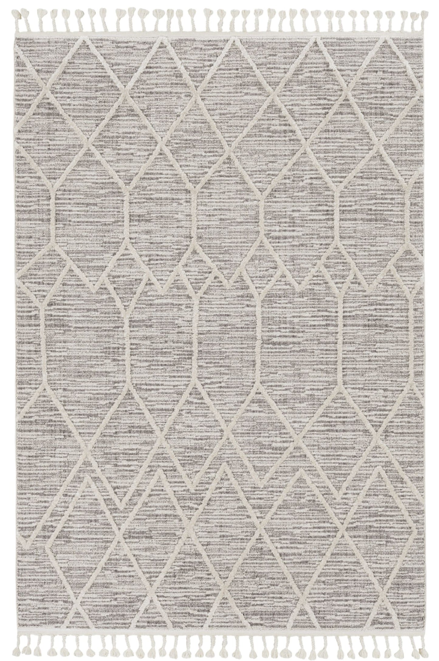 12'X15' Ivory Grey Machine Woven Geometric Indoor Area Rug