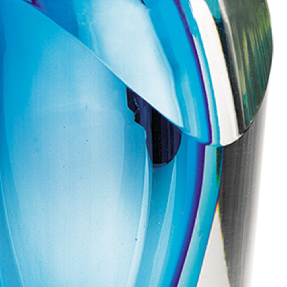 75 Mouth Blown Glass Blue Vase