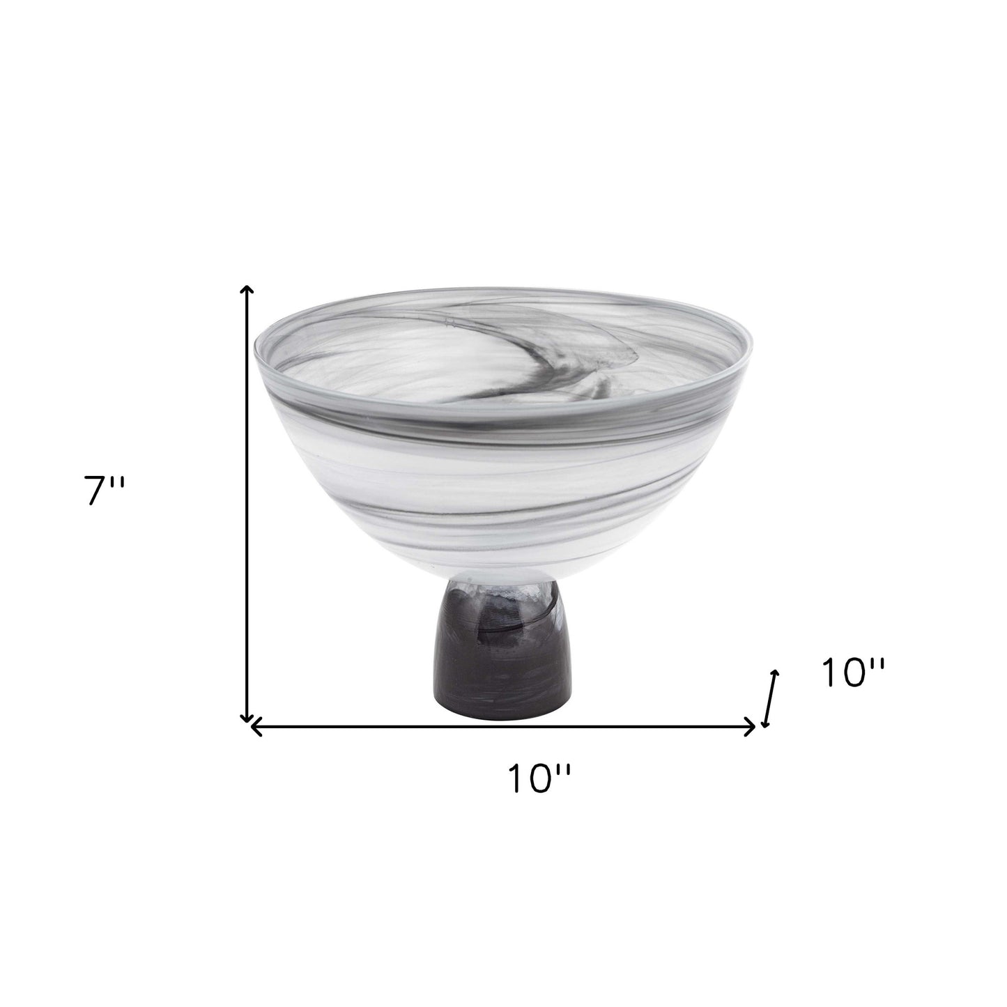 10 Mouth Blown Polish Glass Footed Centerpiece Bowl