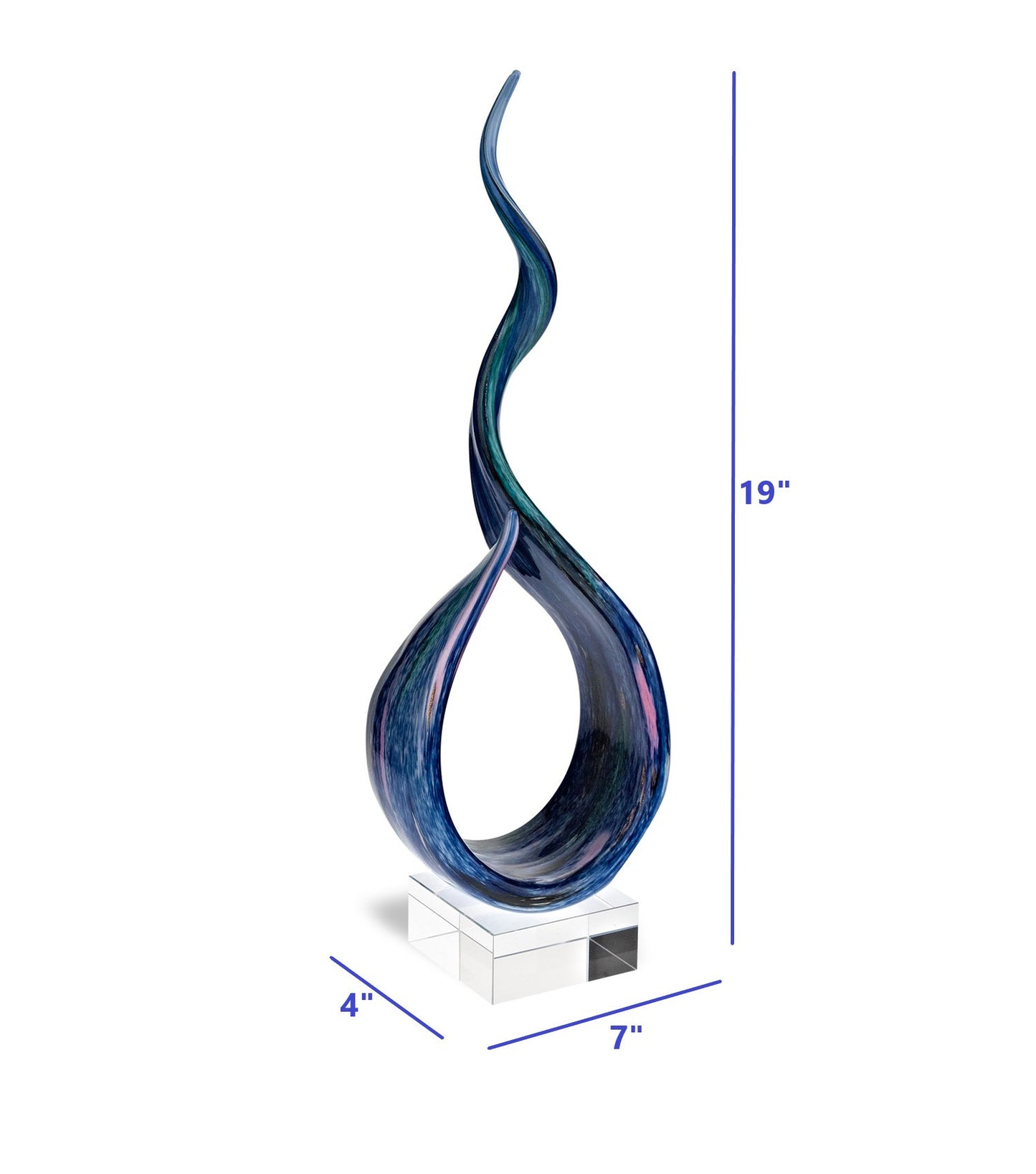 18 Multicolor Art Glass Centerpiece On Black Crystal Base