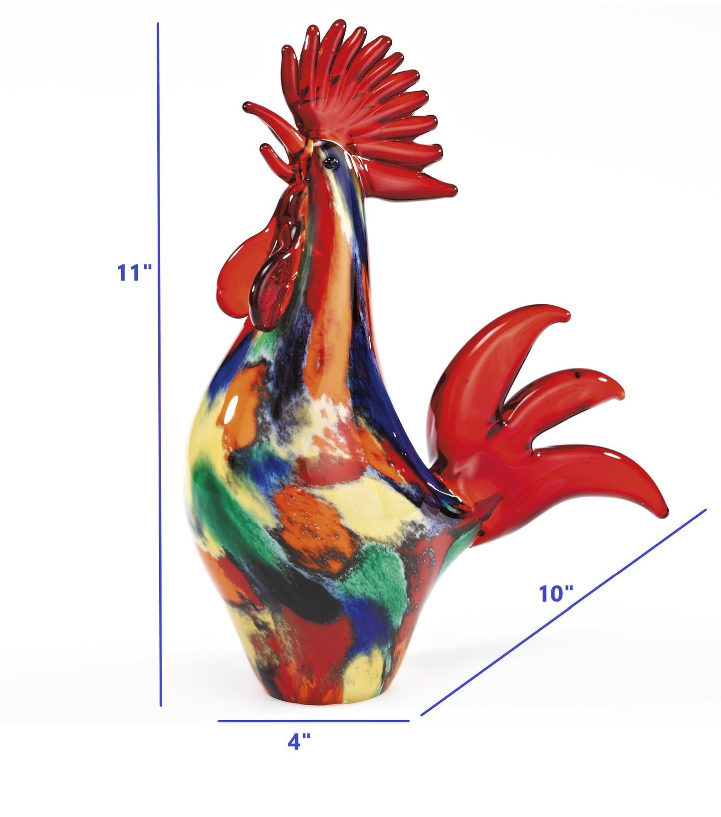 11" Red Glass Rooster Figurine