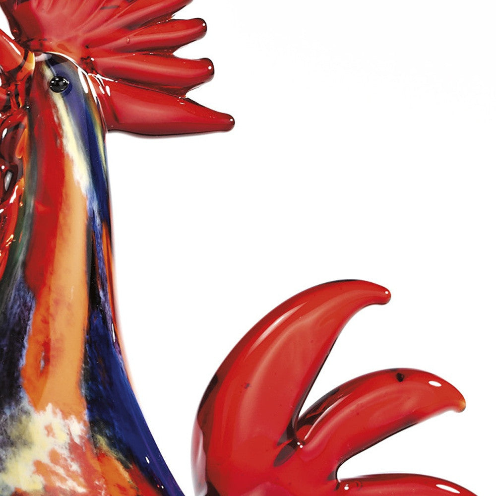 11" Red Glass Rooster Figurine
