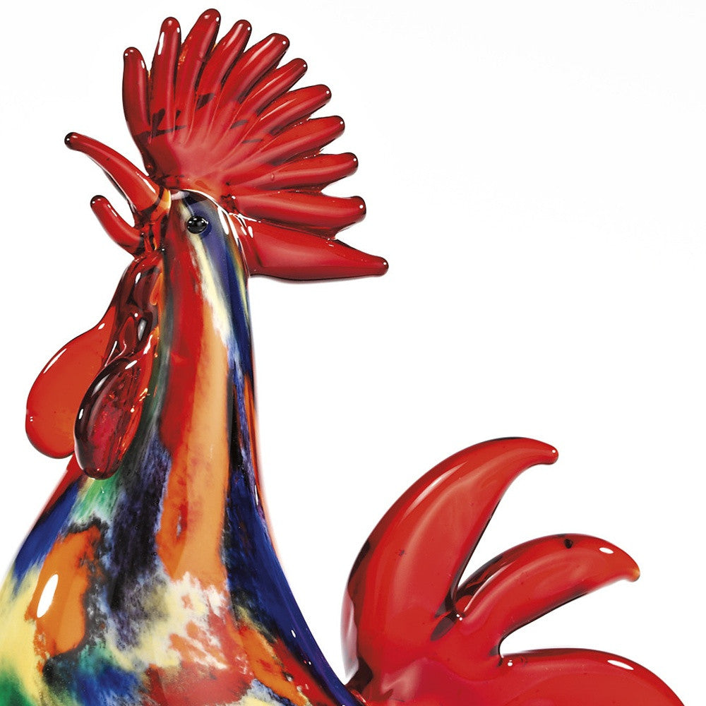 11" Red Glass Rooster Figurine
