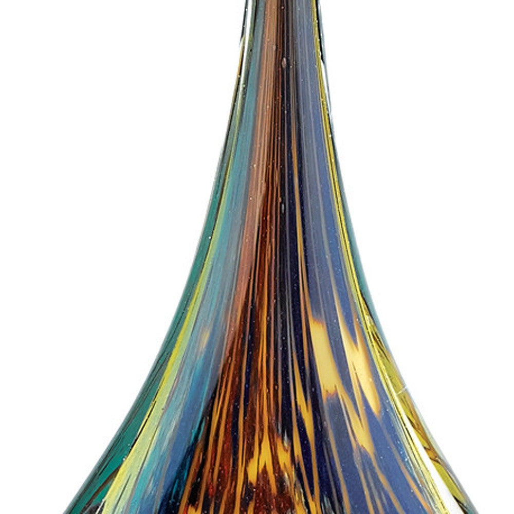 12 Multicolor Art Glass Teardrop On Crystal Base