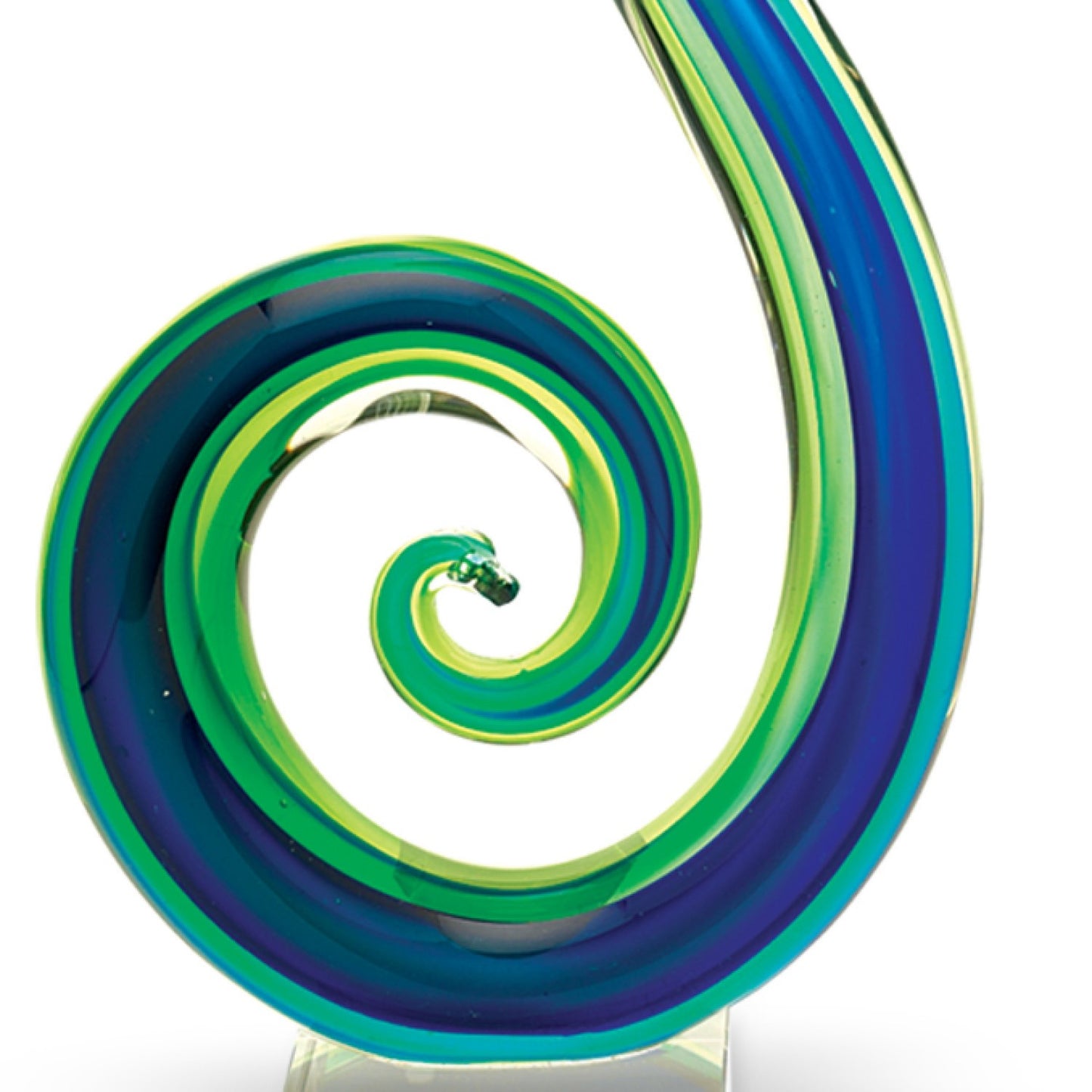 14 Mouth Blown Art Glass Blue And Green Centerpiece On Base