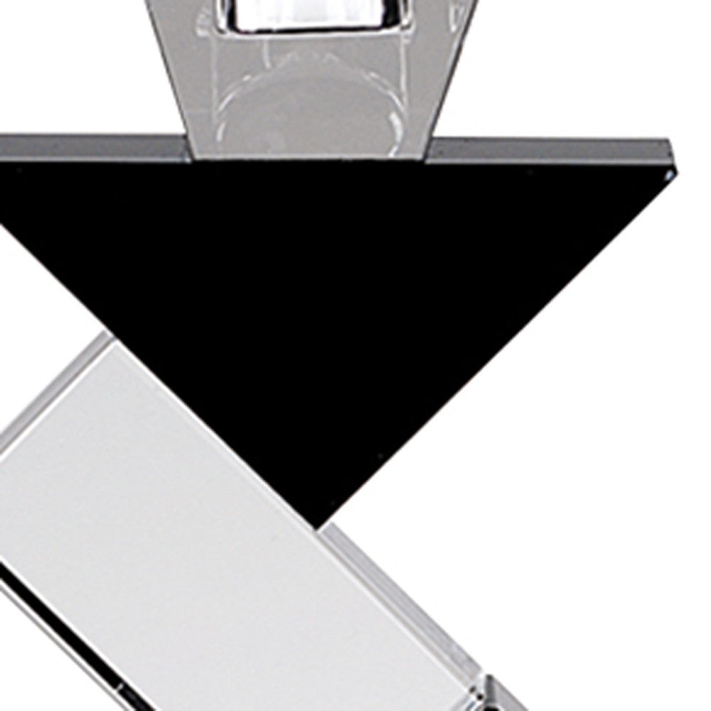 14 Hand Crafted Crystal Pair Of Black Accent Candlesticks