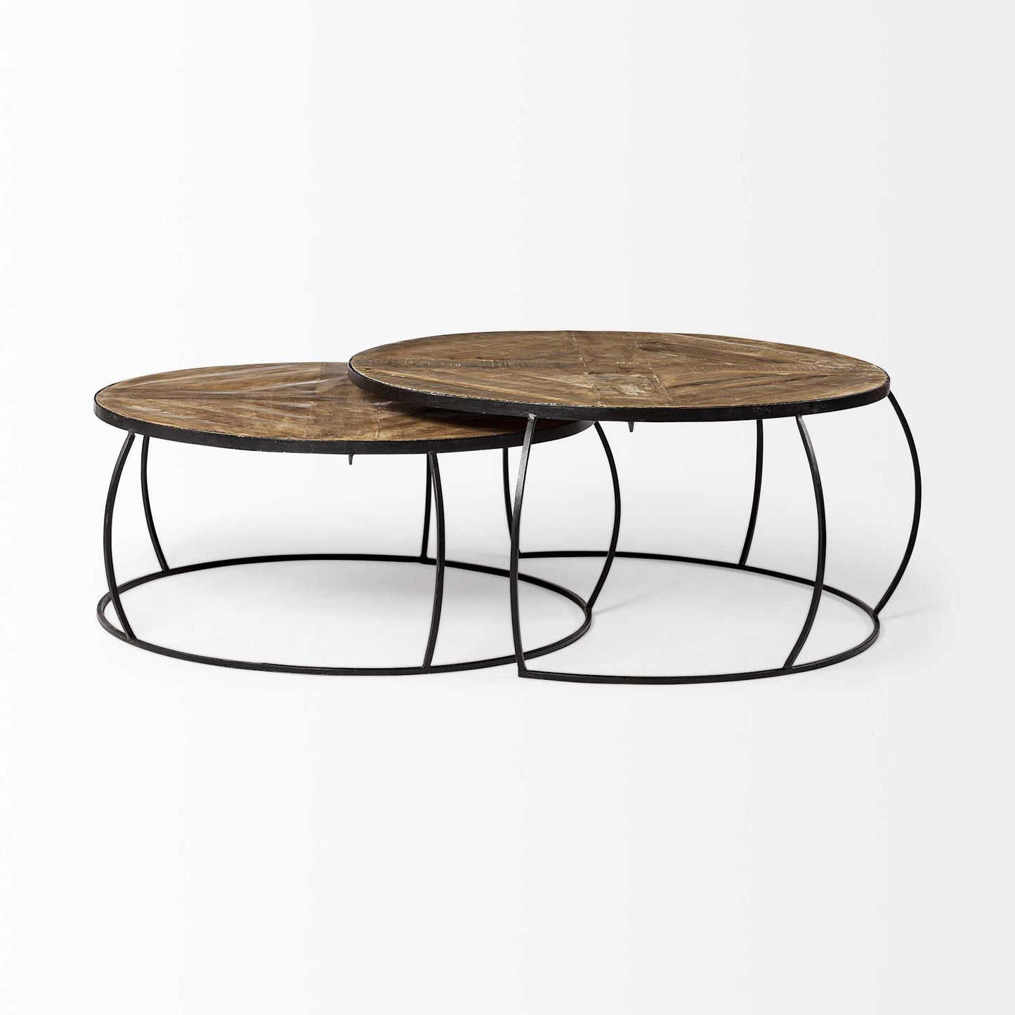 S2 41" & 38" Round Wood Top Nesting Coffee Tables