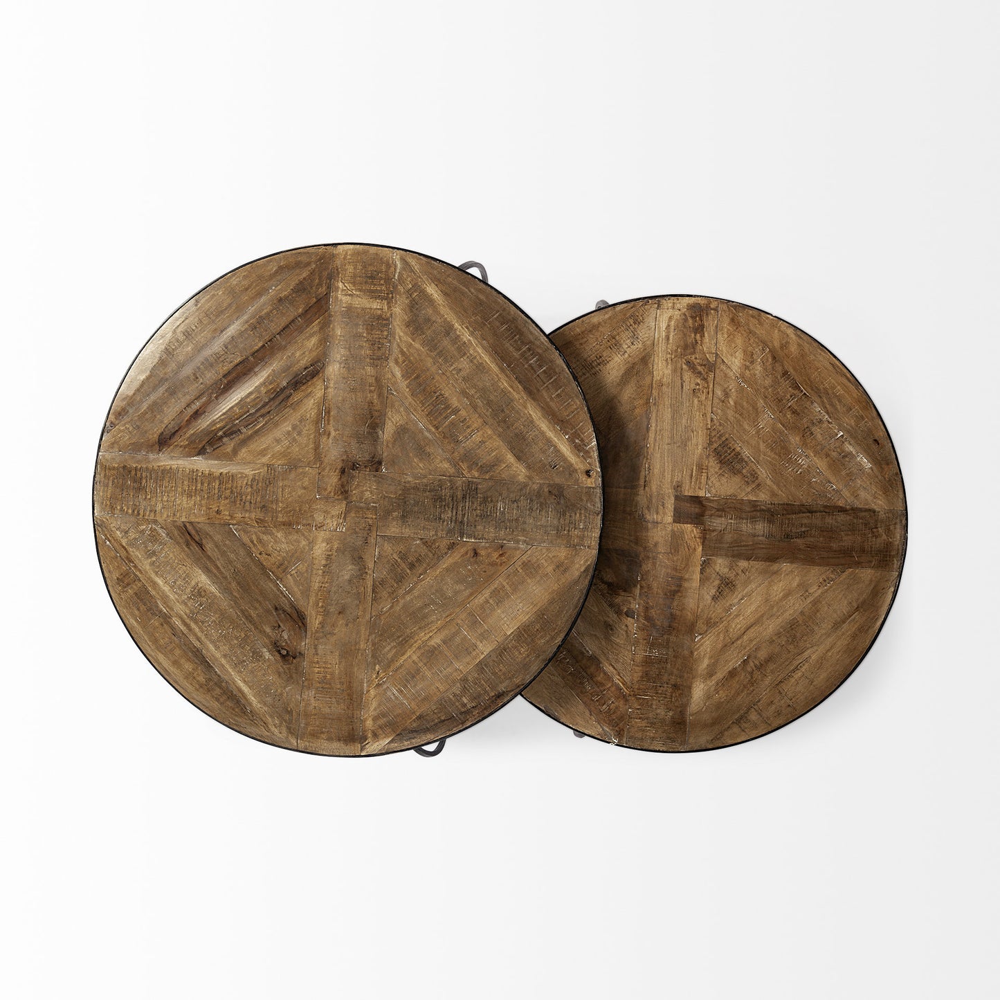 S2 41" & 38" Round Wood Top Nesting Coffee Tables