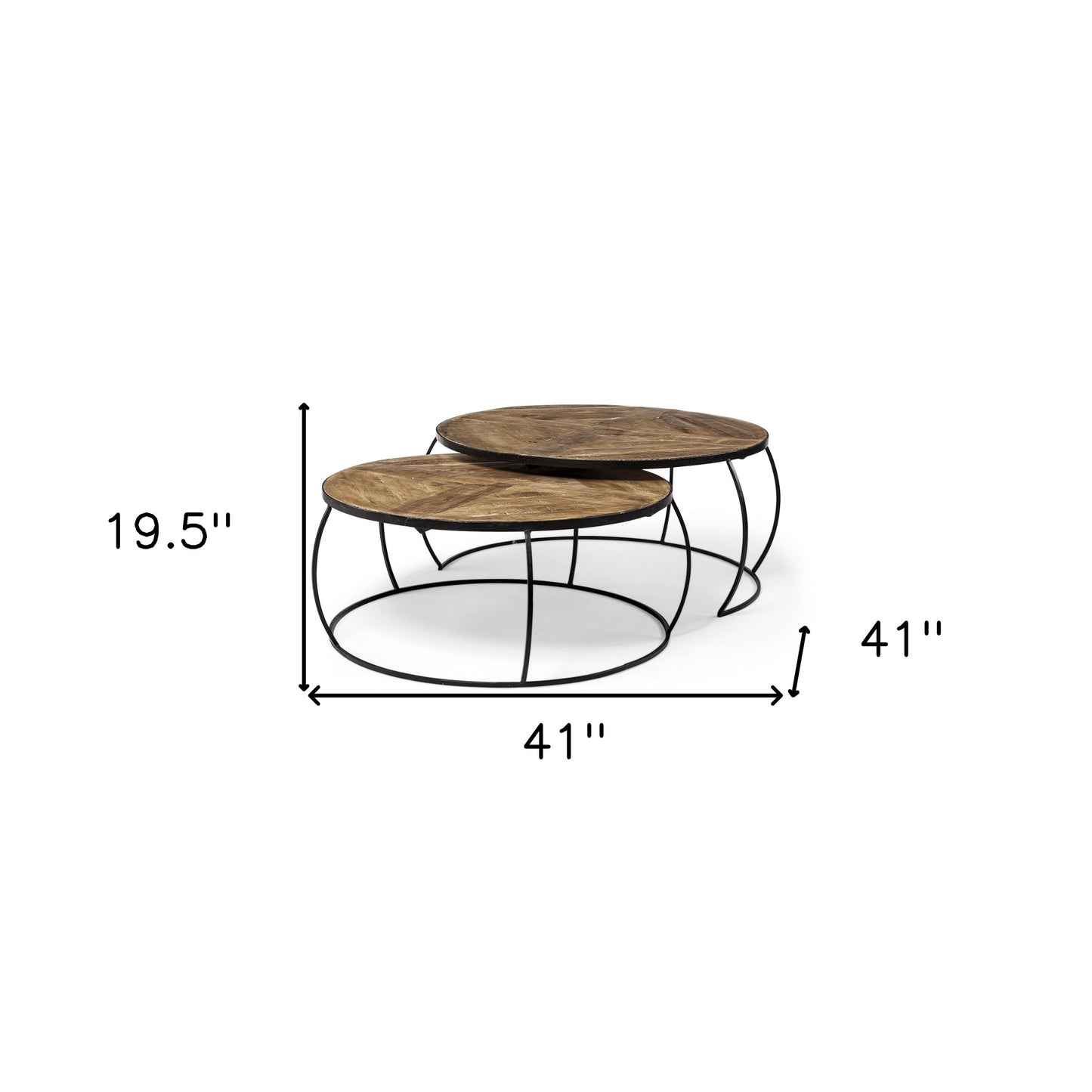 S2 41" & 38" Round Wood Top Nesting Coffee Tables