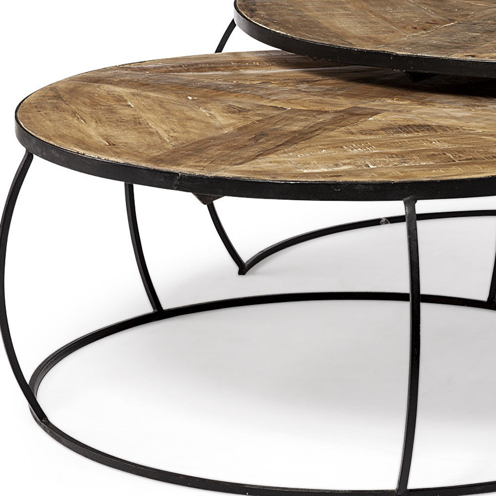 S2 41" & 38" Round Wood Top Nesting Coffee Tables
