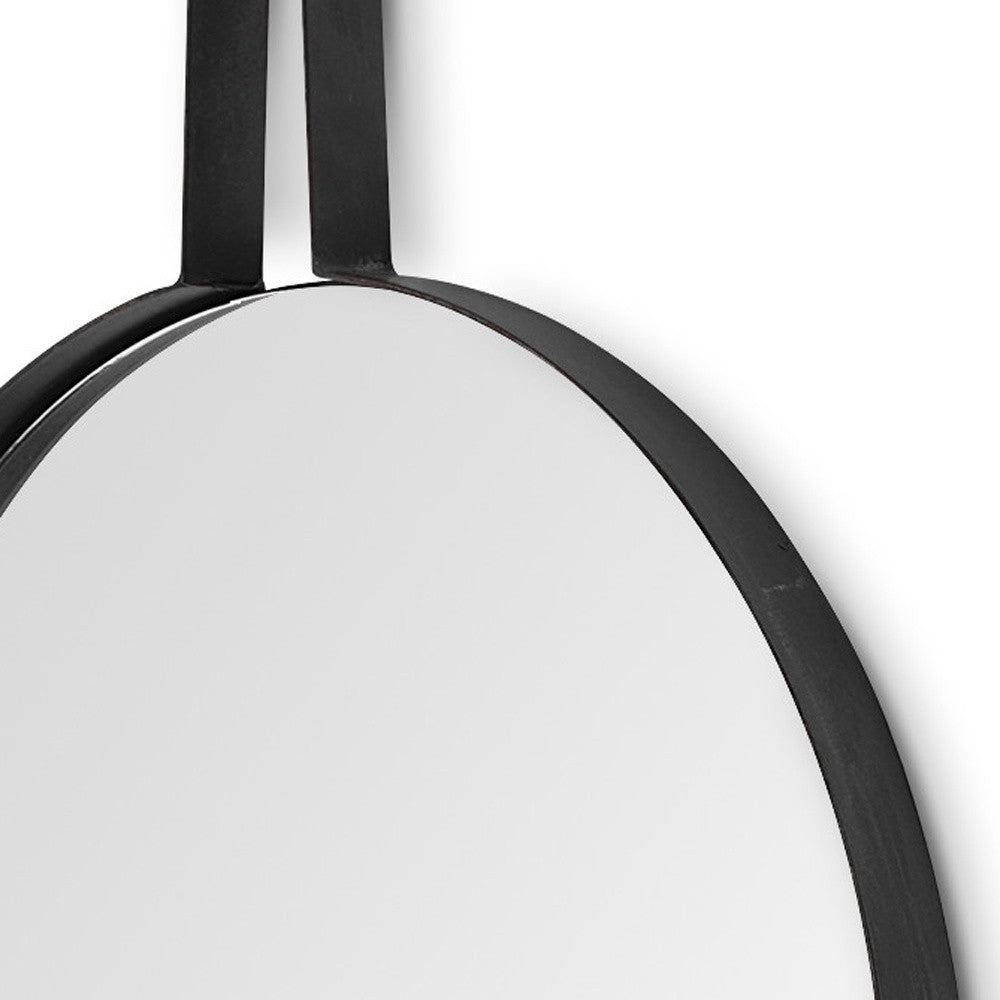 Oval Black Metal Frame Wall Mirror