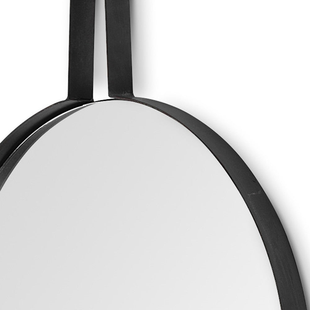 Oval Black Metal Frame Wall Mirror