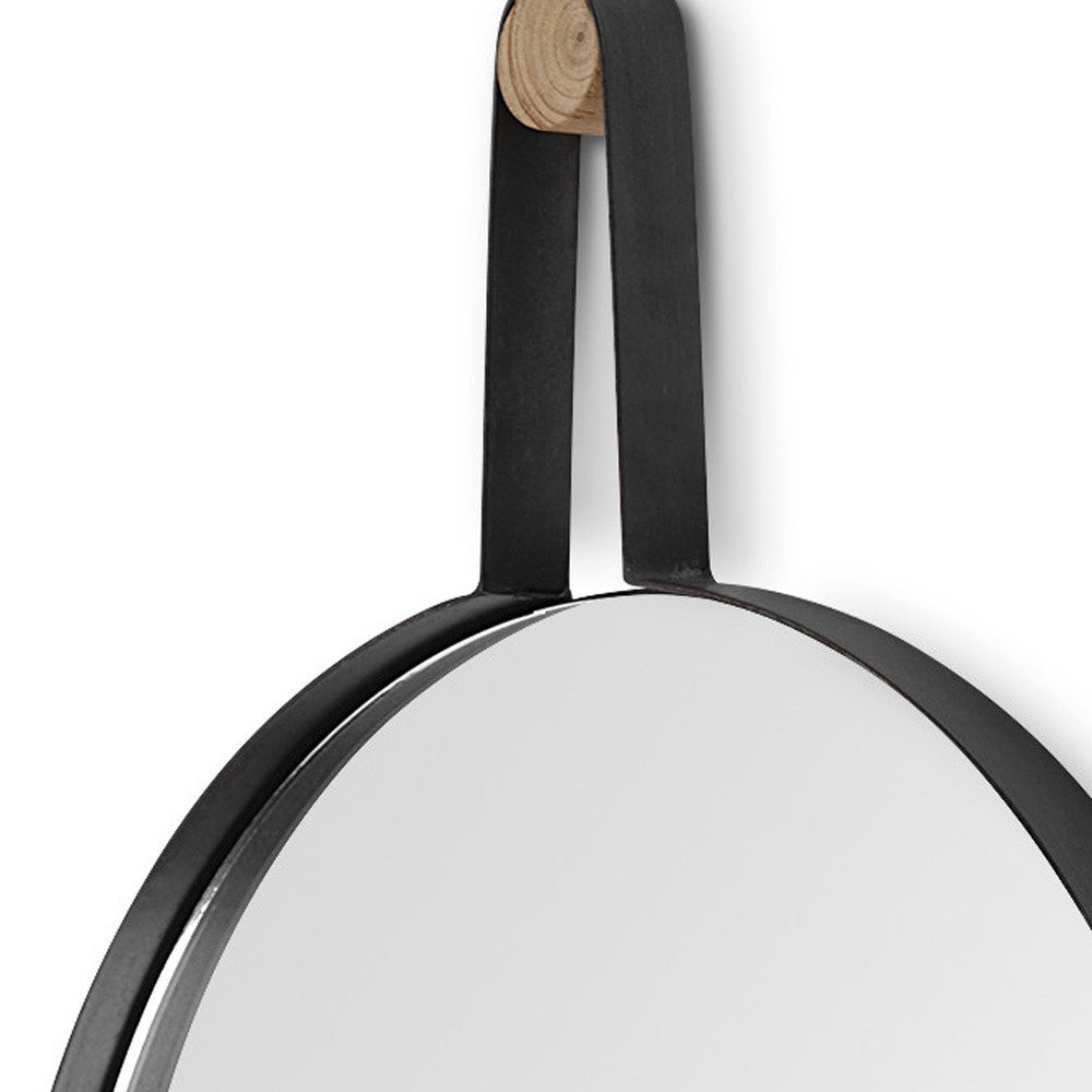 Oval Black Metal Frame Wall Mirror