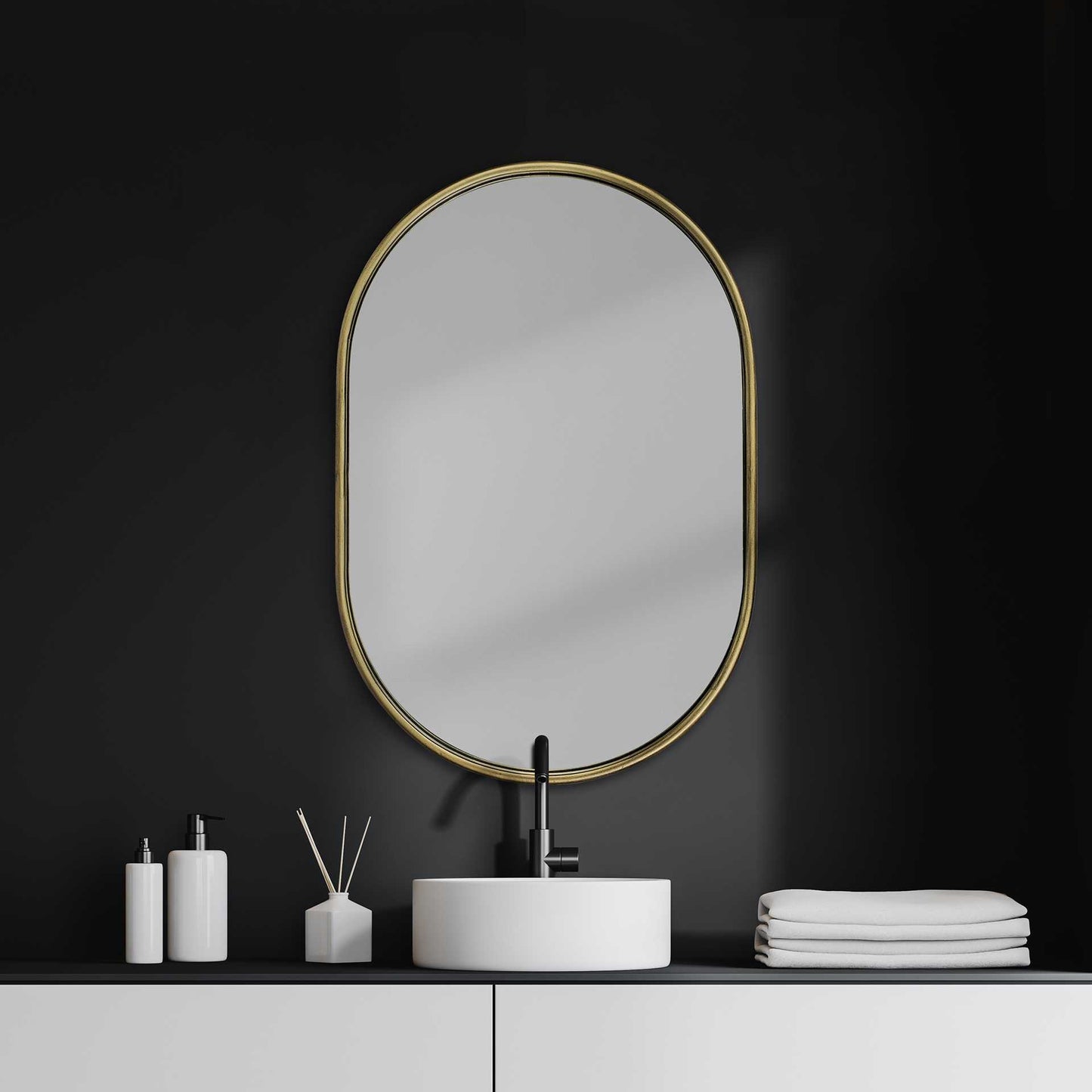 Gold Oval Accent Metal Mirror
