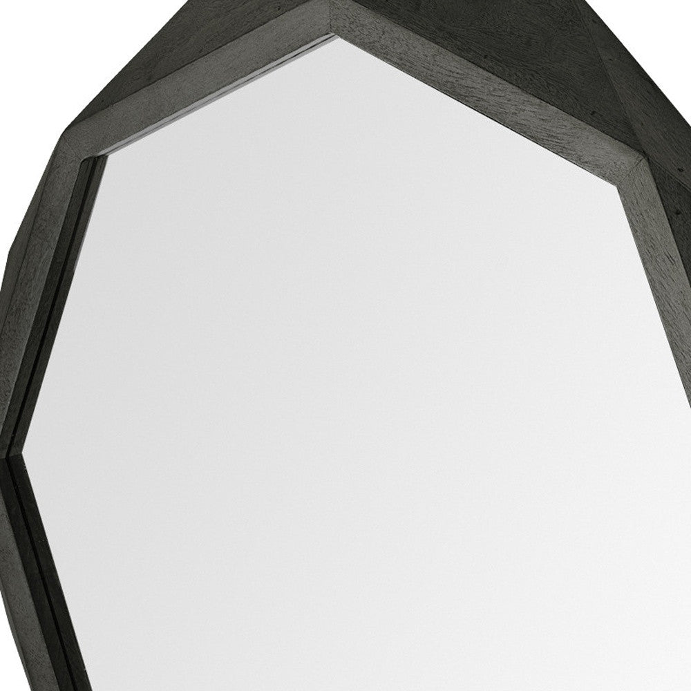 32" Octagon Black Wood Frame Wall Mirror