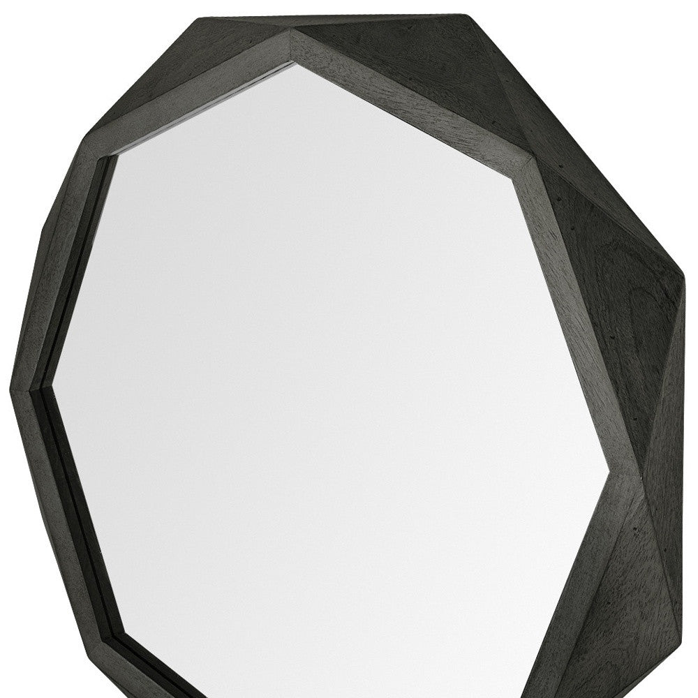 32" Octagon Black Wood Frame Wall Mirror