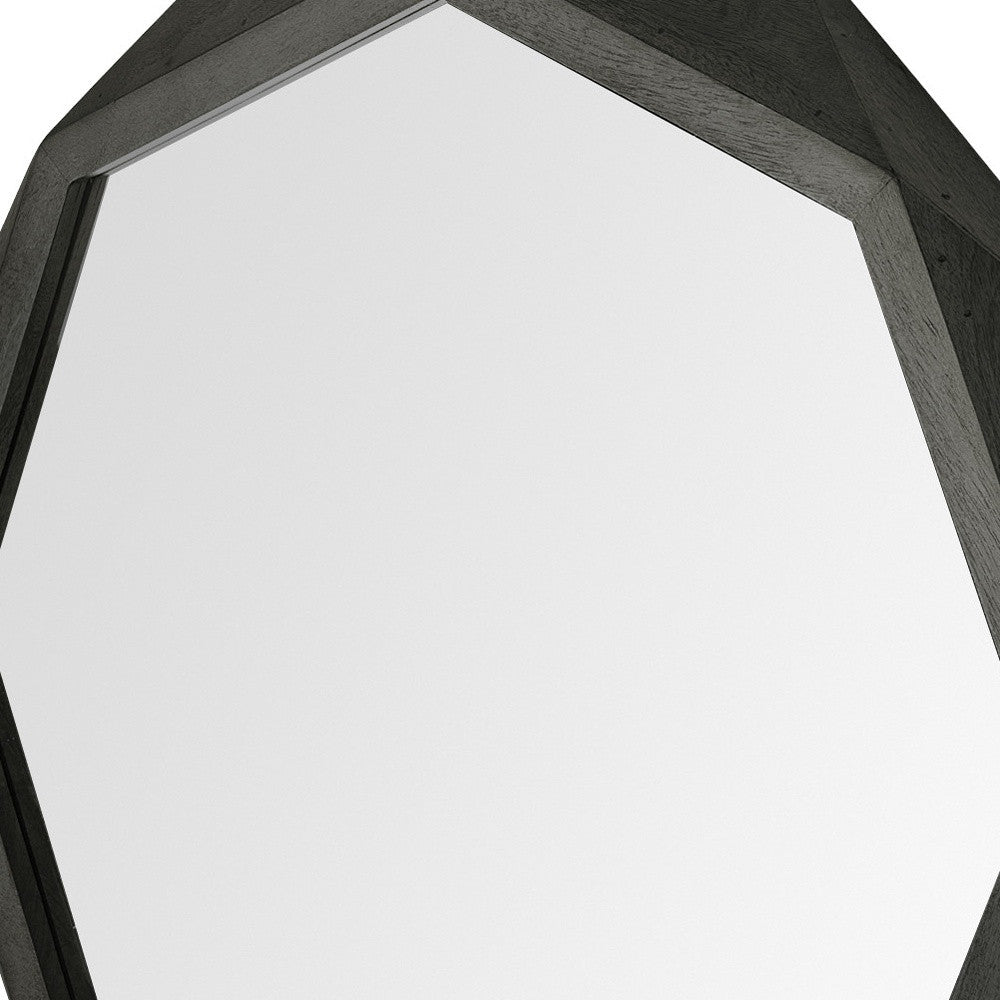 41" Octagon Black Wood Frame Wall Mirror