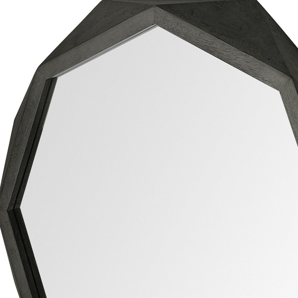 41" Octagon Black Wood Frame Wall Mirror