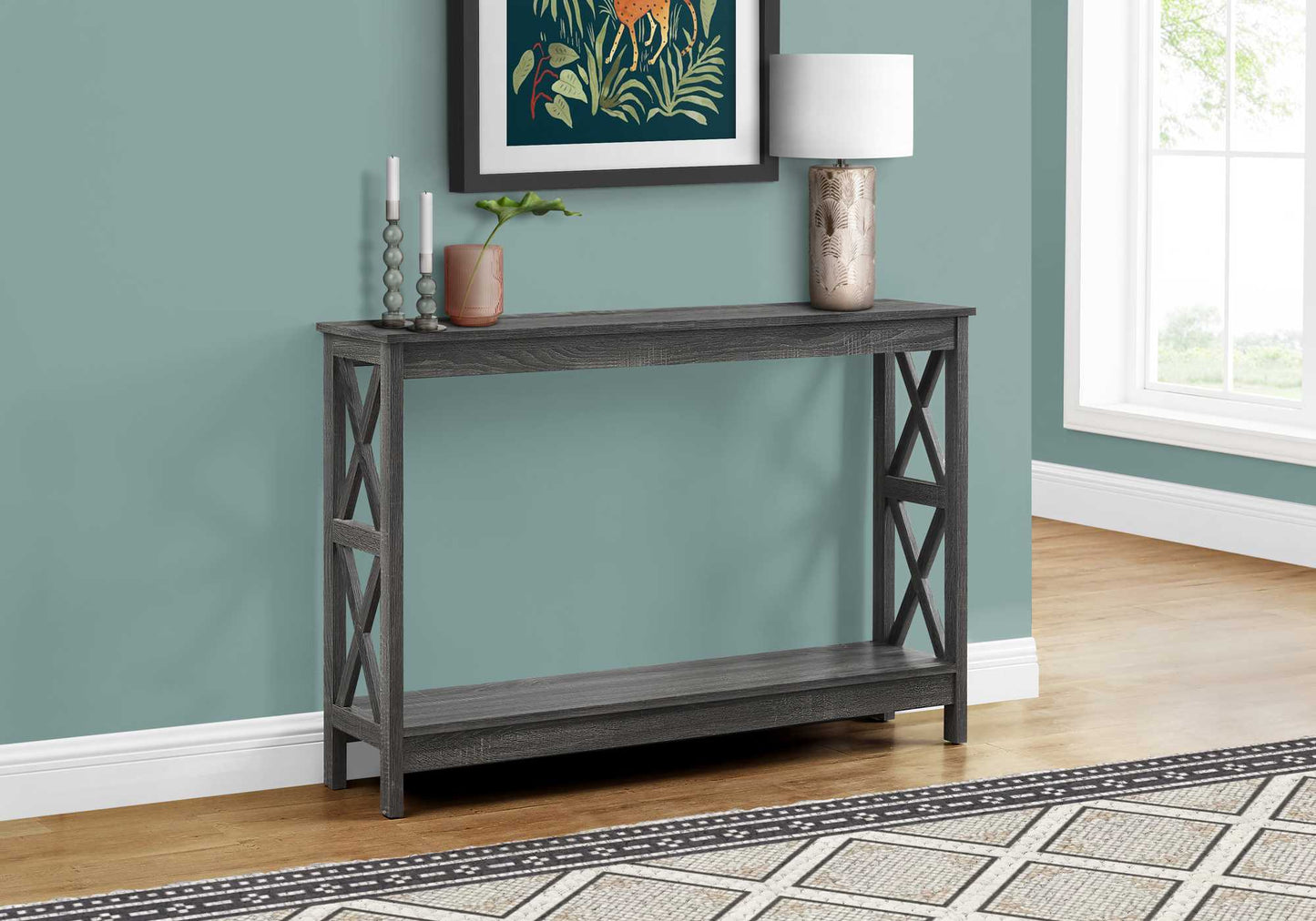 47" Gray Console Table With Storage
