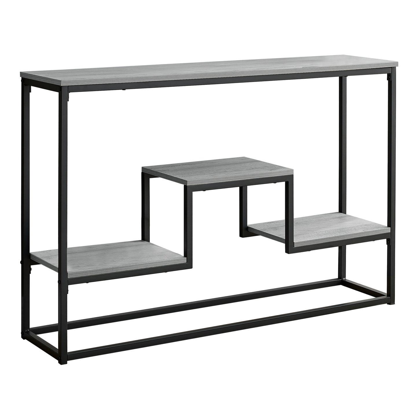 48" Gray And Black Frame Console Table With Storage