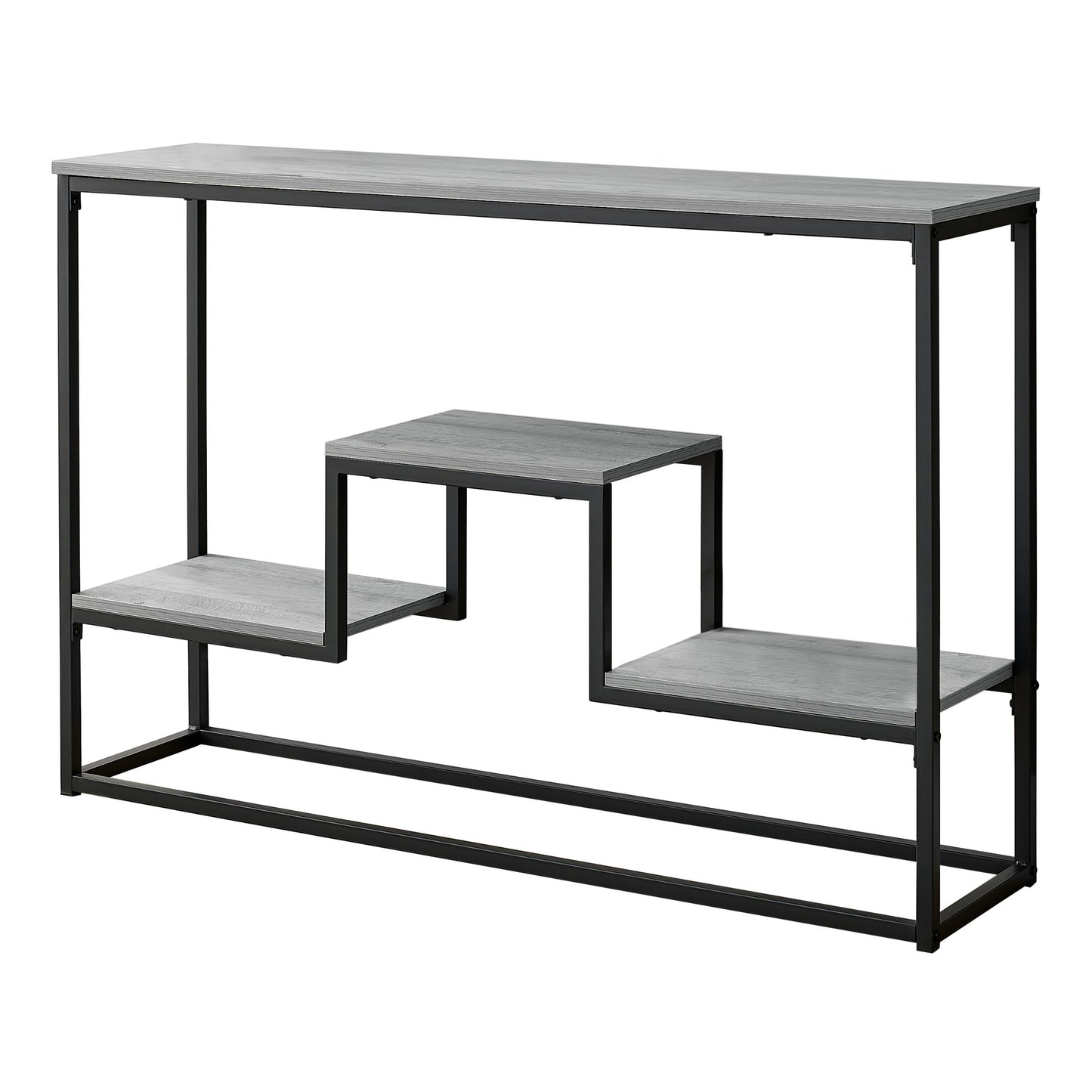 48" Gray And Black Frame Console Table With Storage