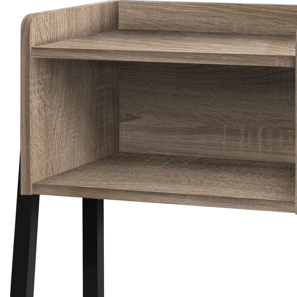 23" Rectangular Dark Taupe Accent Table With Black Metal Legs