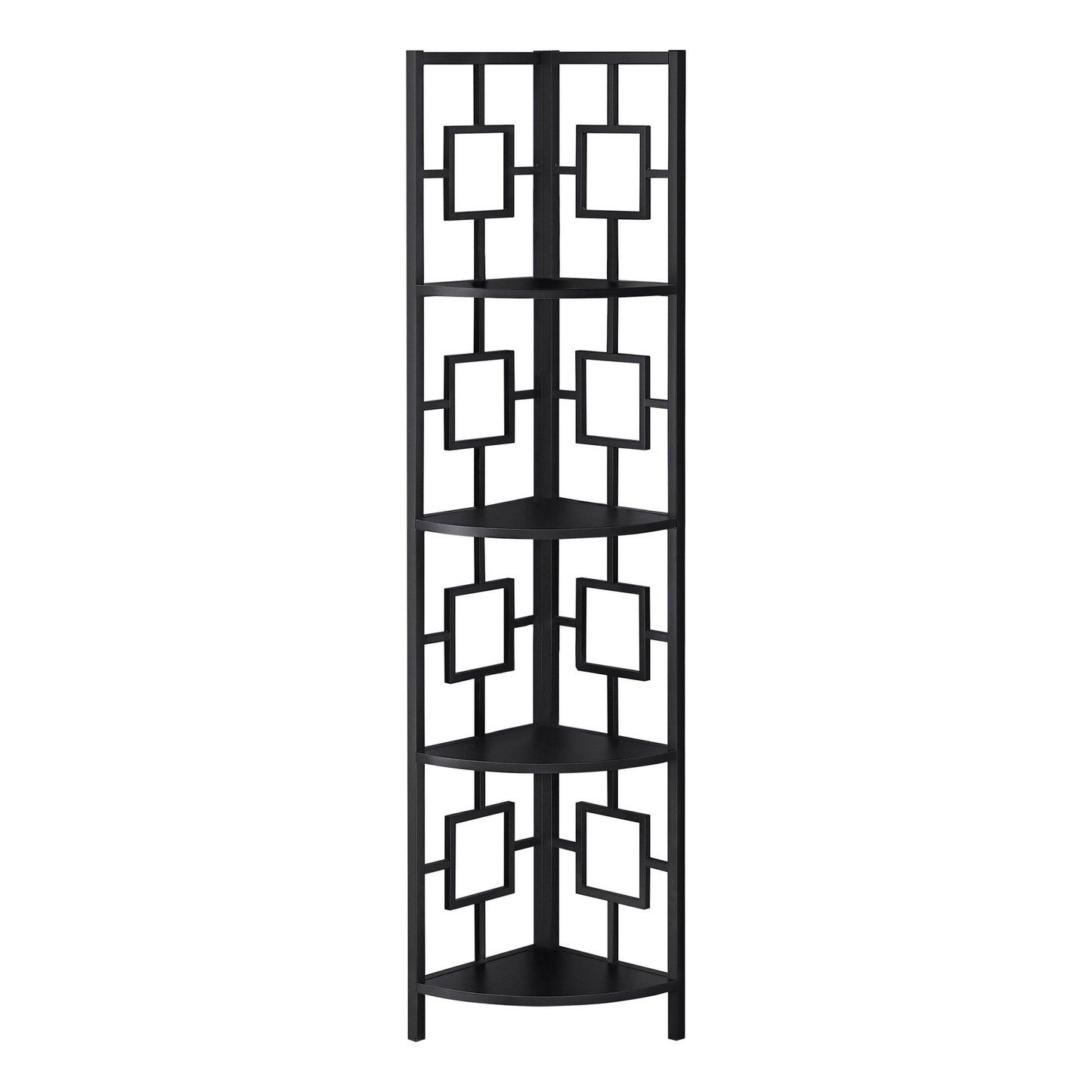62" Metal Corner Black Bookcase With 4 Shelves