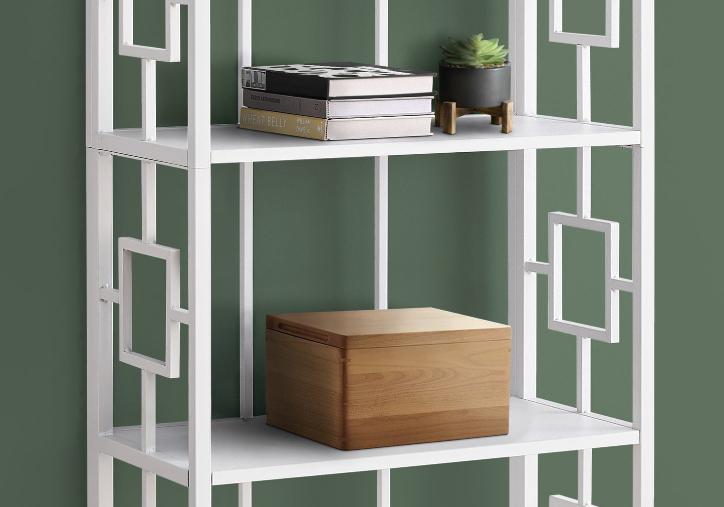 62" 4 Tier Bookcase Whitewithwhite Metal Etagere