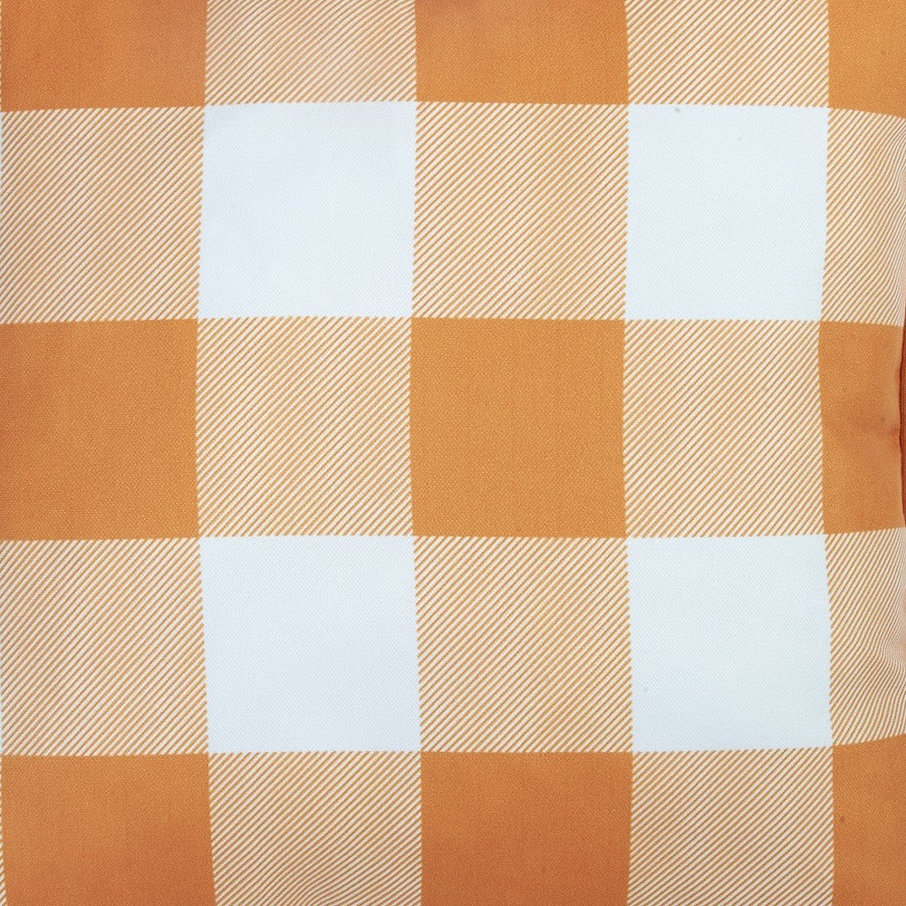Set Of 2 18" Fall Season Pumpkin Gingham Throw Pillow Cover
