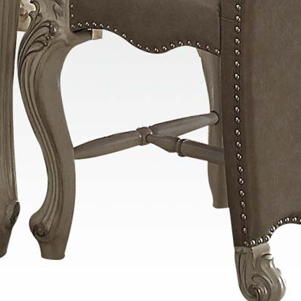 Bone White Wooden Top With Decorative Base With Oversized Scrolled Feet Counter Height Table