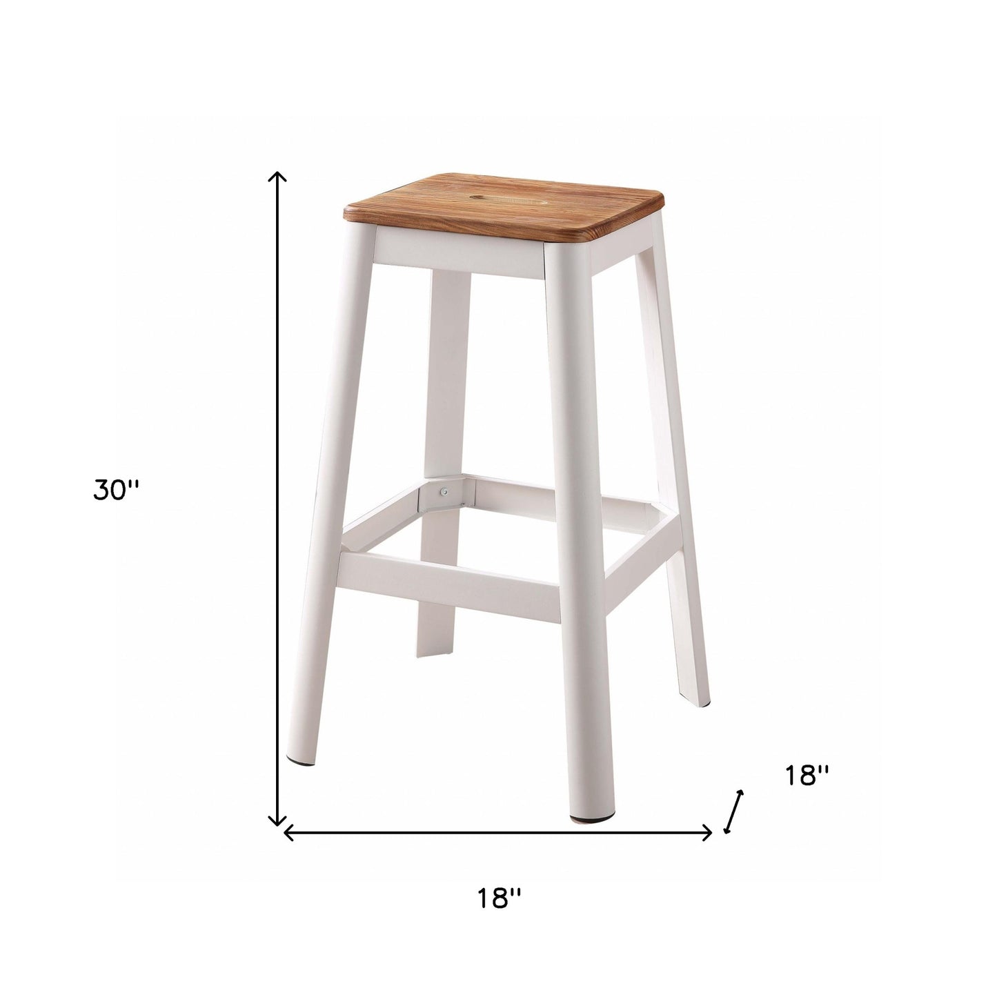 30" Brown And White Metal Backless Counter Height Bar Chair With Footrest