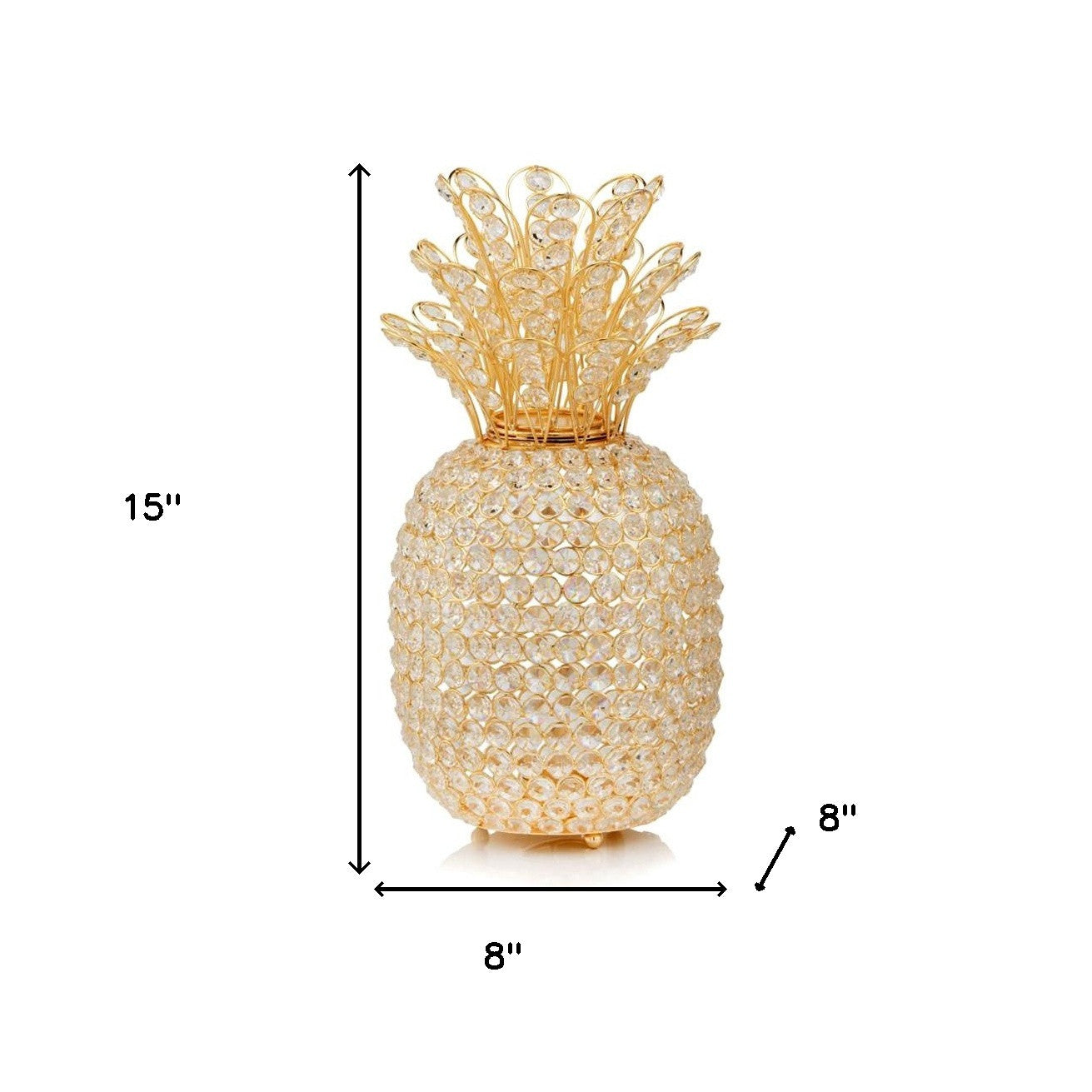 15" Gold Pineapple Faux Crystal Sculpture