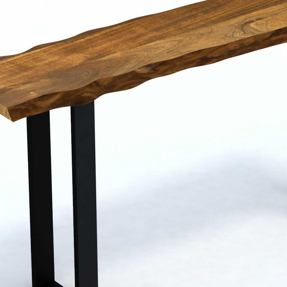 Live Edge Acacia Wood Console Table With Black Metal Legs