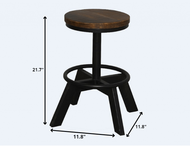 22" Brown And Black Iron Backless Chair With Footrest