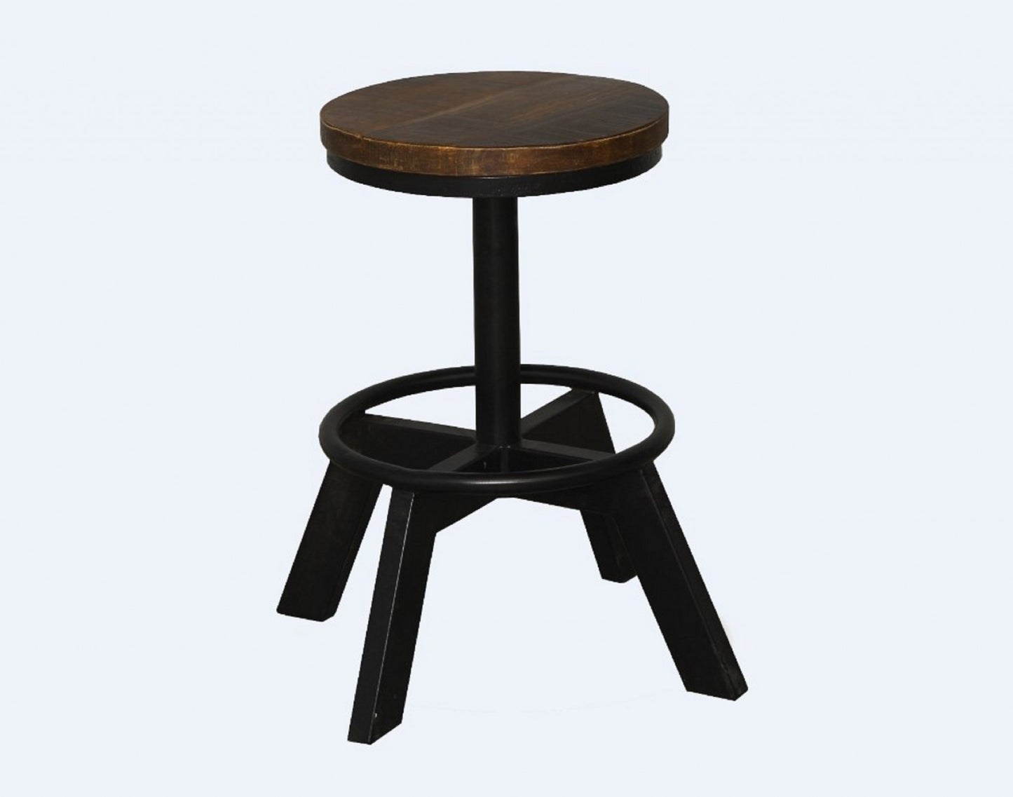 22" Brown And Black Iron Backless Chair With Footrest