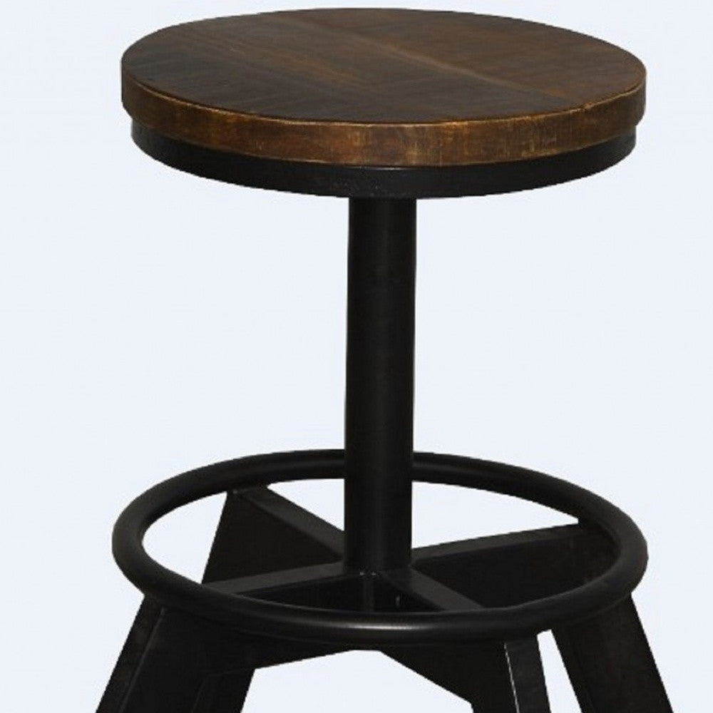22" Brown And Black Iron Backless Chair With Footrest