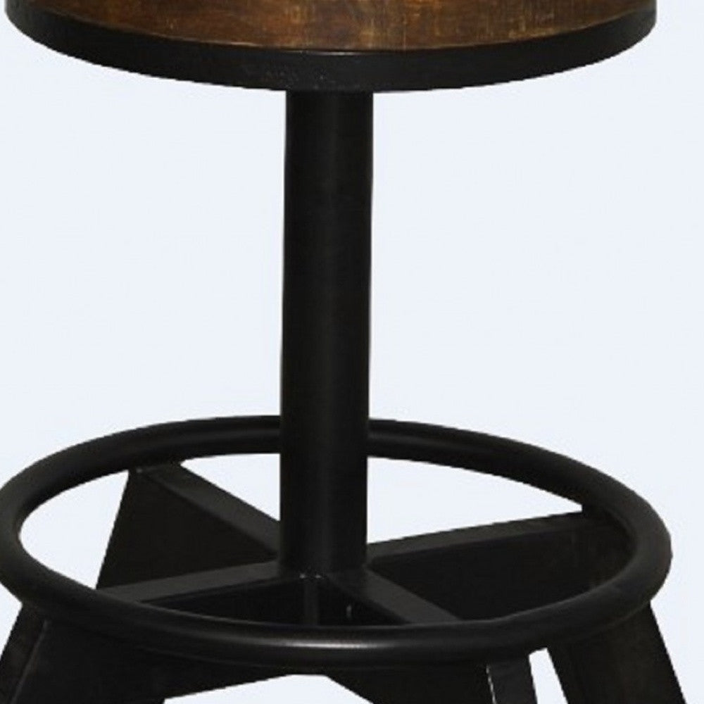 22" Brown And Black Iron Backless Chair With Footrest