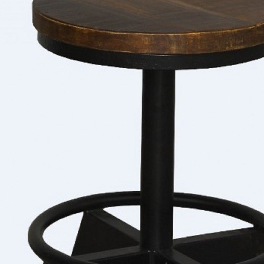 22" Brown And Black Iron Backless Chair With Footrest