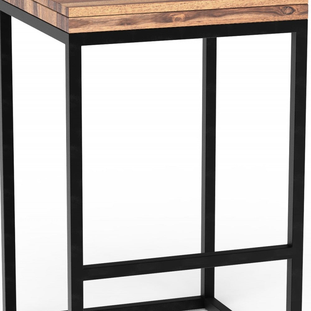 25" Brown And Black Iron Backless Counter Height Bar Chair With Footrest