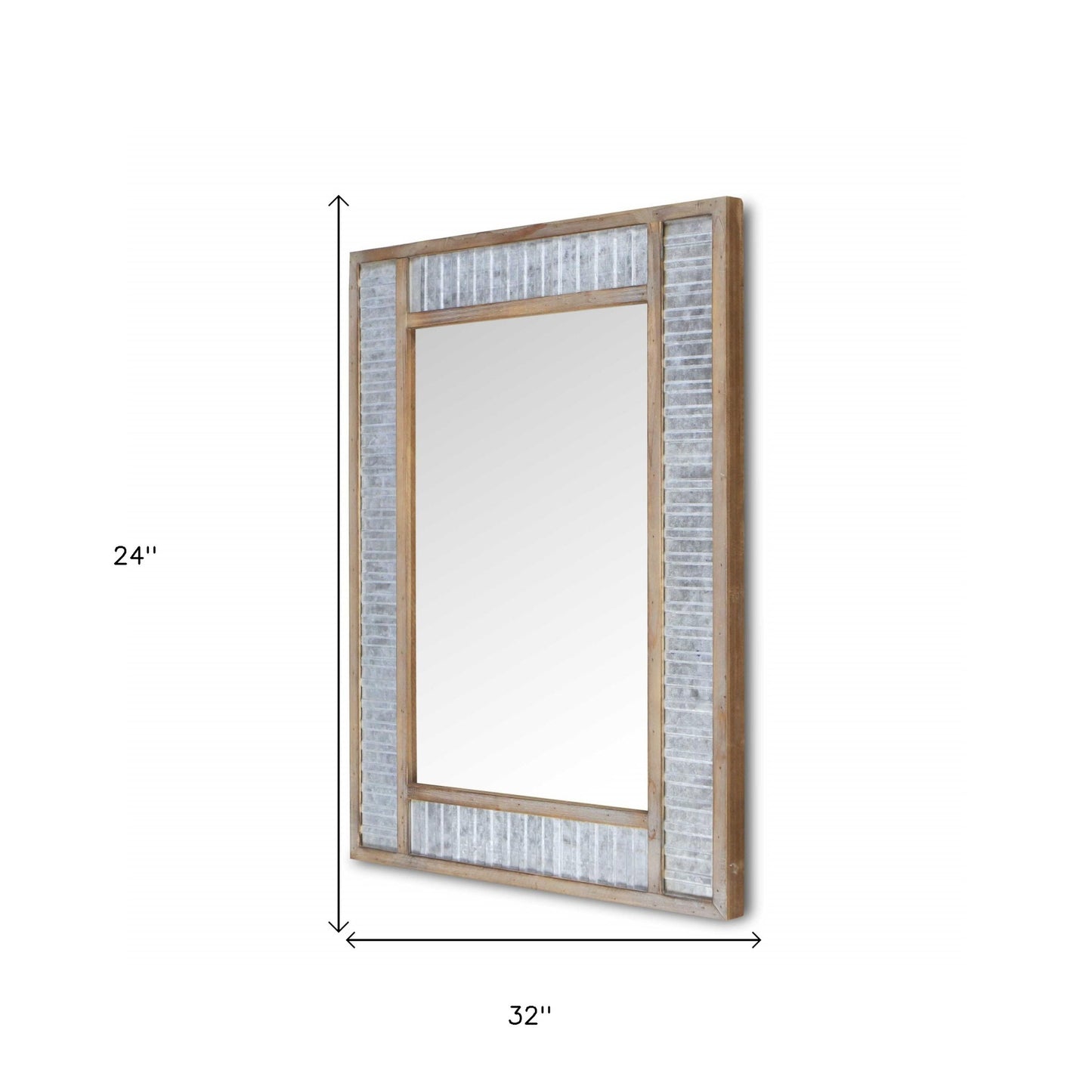 Modern Farmhouse Rectangular Wood And Galvanized Metal Wall Mirror